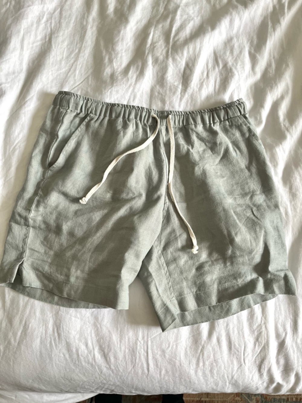 Alex Crane 100% Linen Bo Shorts Sage Green Medium NWOT